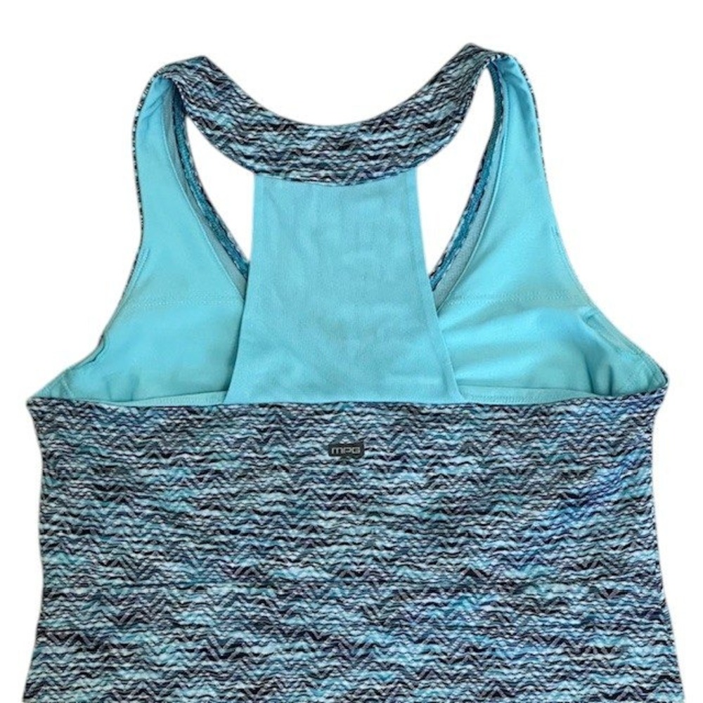 MPG Dress Athletic Racerback Tank Blue Patterned Casual Dress with Pockets Sz Sm - Picture 11 of 15